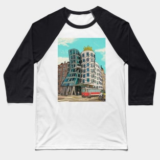 Dancing House Prague Czech Republic Illustration Baseball T-Shirt